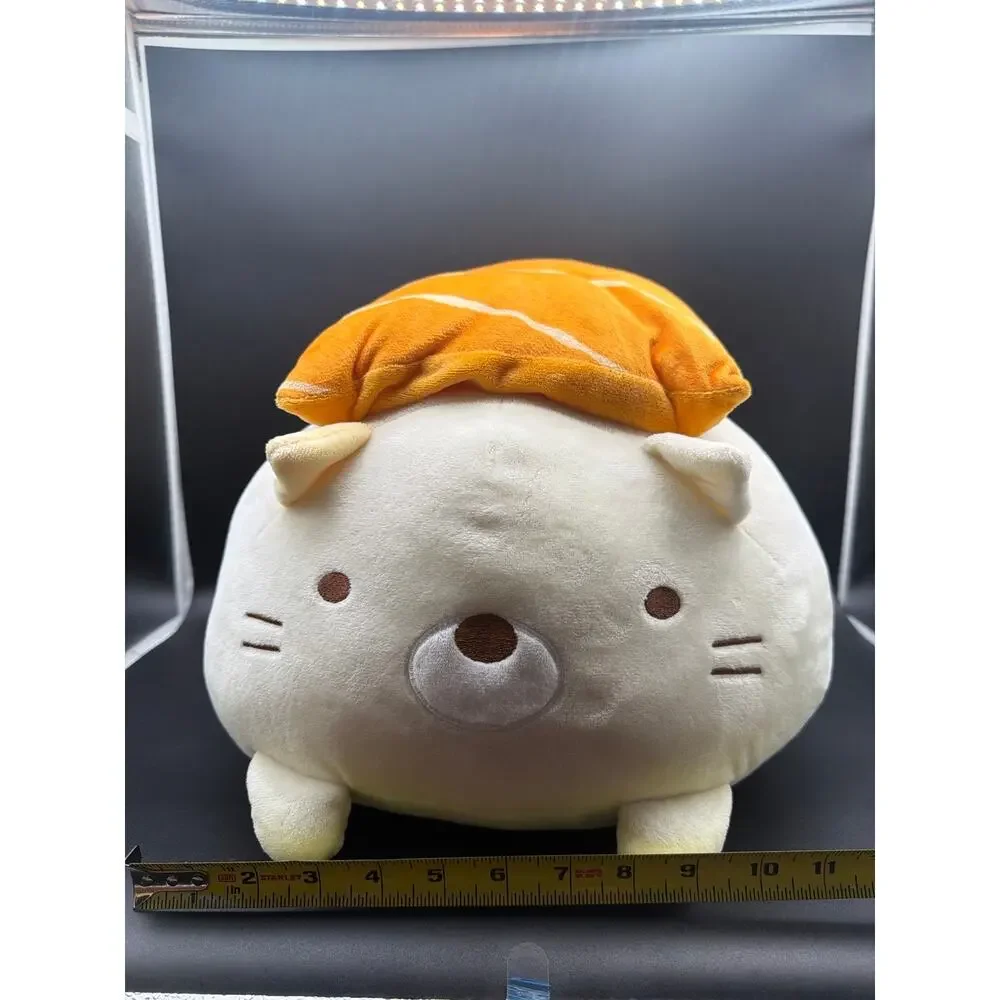 San-X Sumikko Gurashi Neko Salmon Nigiri Sushi Cat 15” Plush Round1 Kawaii